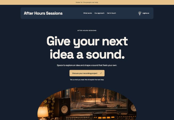 After Hours website design: Atmosphere first. Clarity throughout.