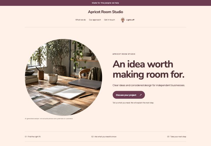 Apricot Room website design: Soft colour with a practical backbone.