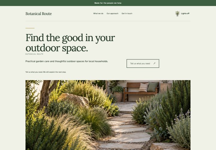 Botanical Route website design: A clear path through natural space.