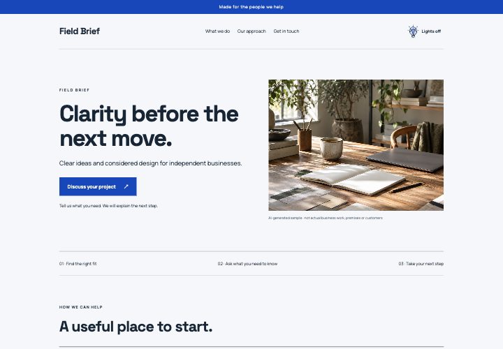 Cobalt Brief website design: A clear argument, beautifully organised.