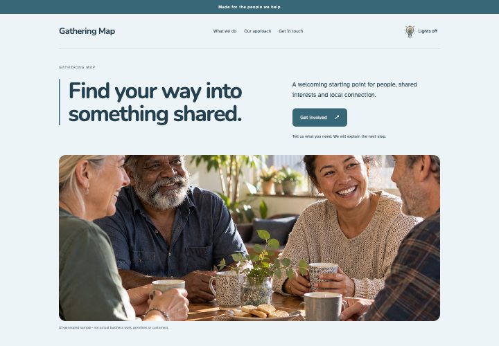 Gathering Map website design: Different ways in. One welcoming place.