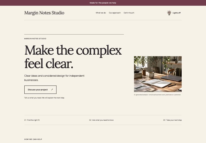 Margin Notes website design: Thoughtful reading with a modern edge.