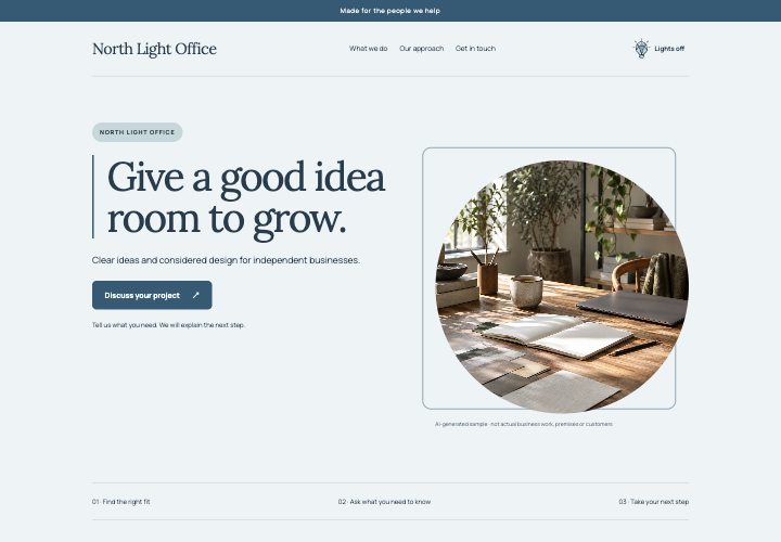 North Light website design: A clear focus in a generous frame.