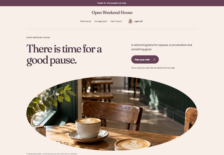 Open Weekend website design: An inviting place and an obvious first step.