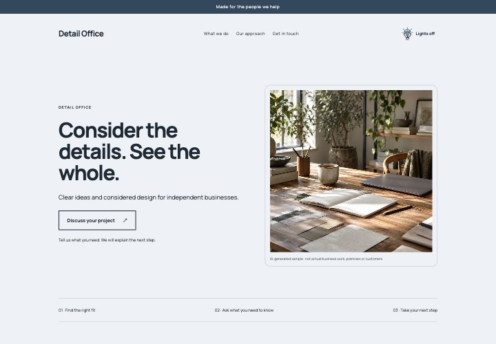 Precision Paper website design: Every detail earns its place.