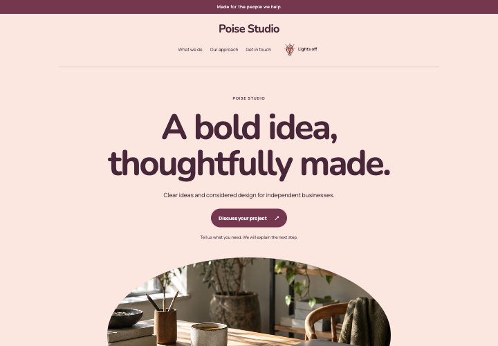 Punch & Poise website design: Energy with a sense of proportion.