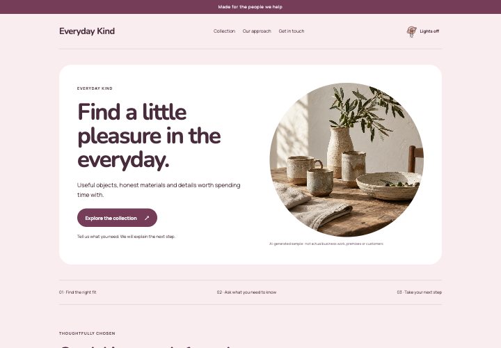 Soft Commerce website design: A shop-like rhythm, with a human touch.