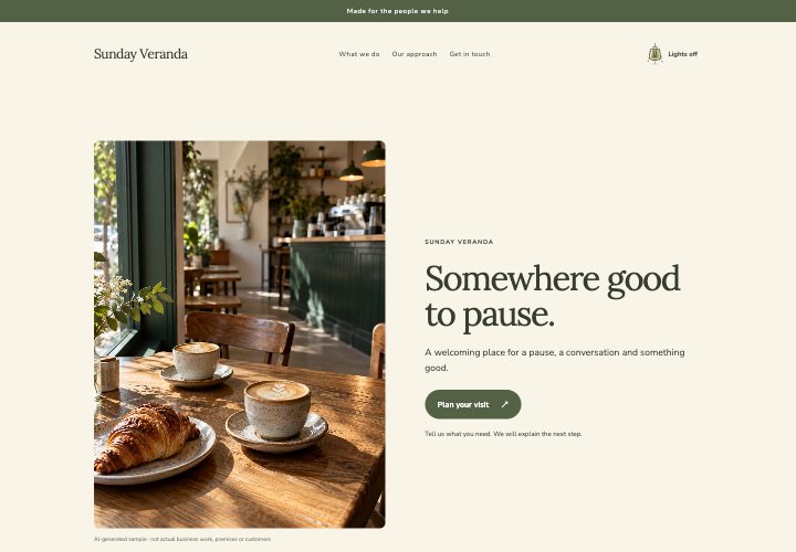 Sunday Veranda website design: Relaxed space, considered details.