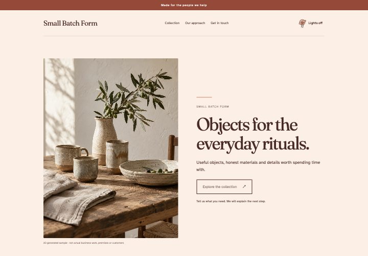 Terracotta Note website design: Handmade warmth, carefully edited.