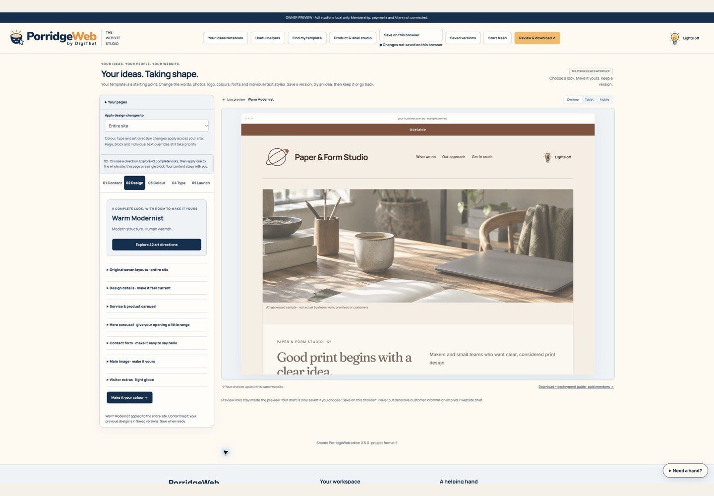 Apply an art direction screen walkthrough