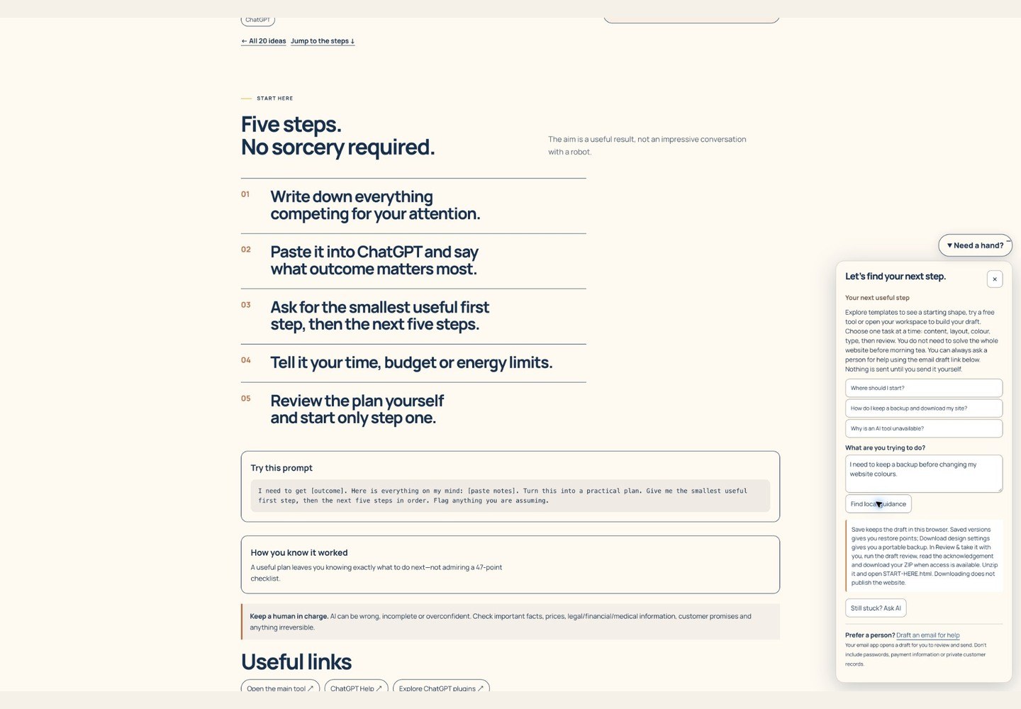 Ask for a helping hand screen walkthrough