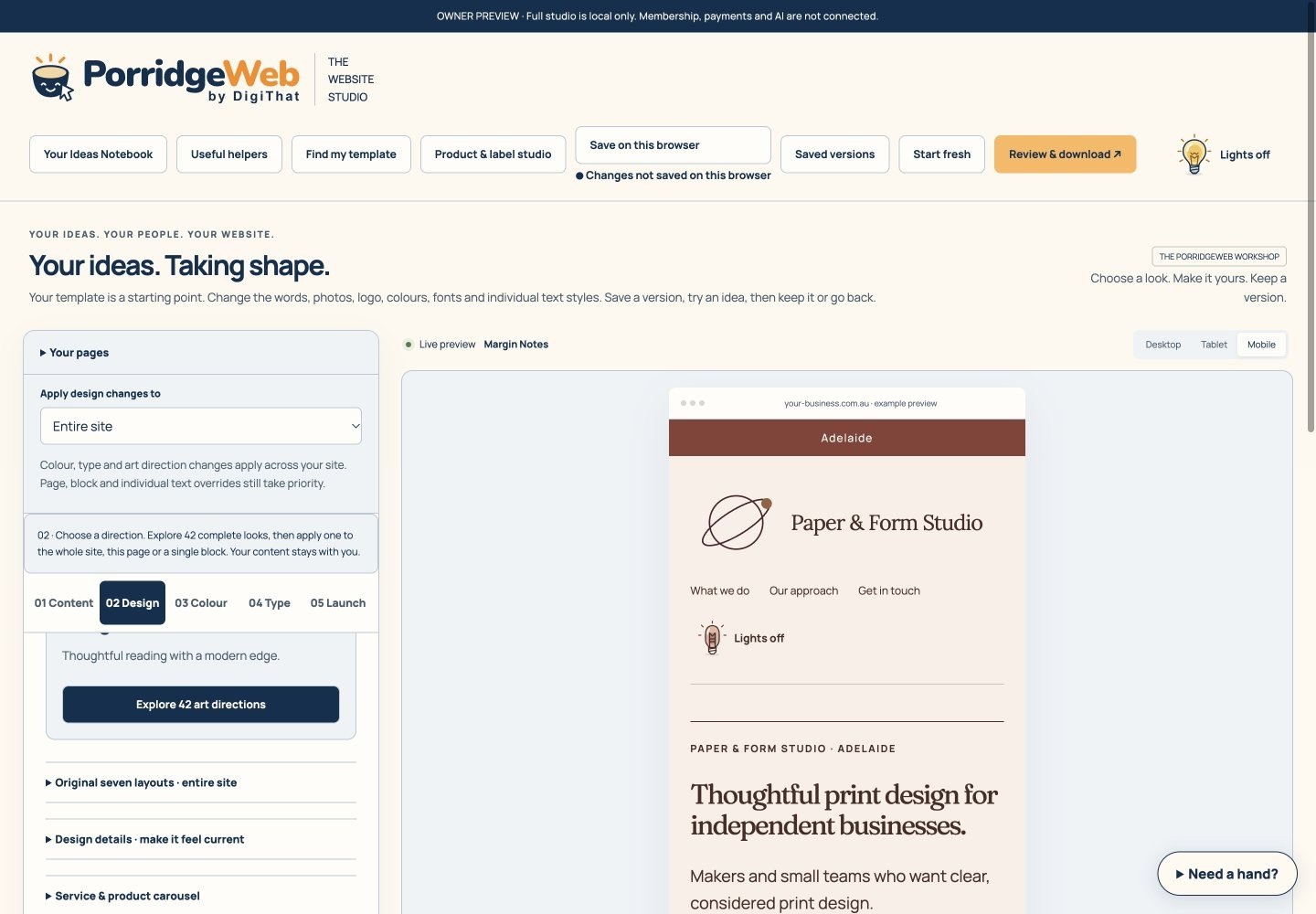 Photos and page content screen walkthrough
