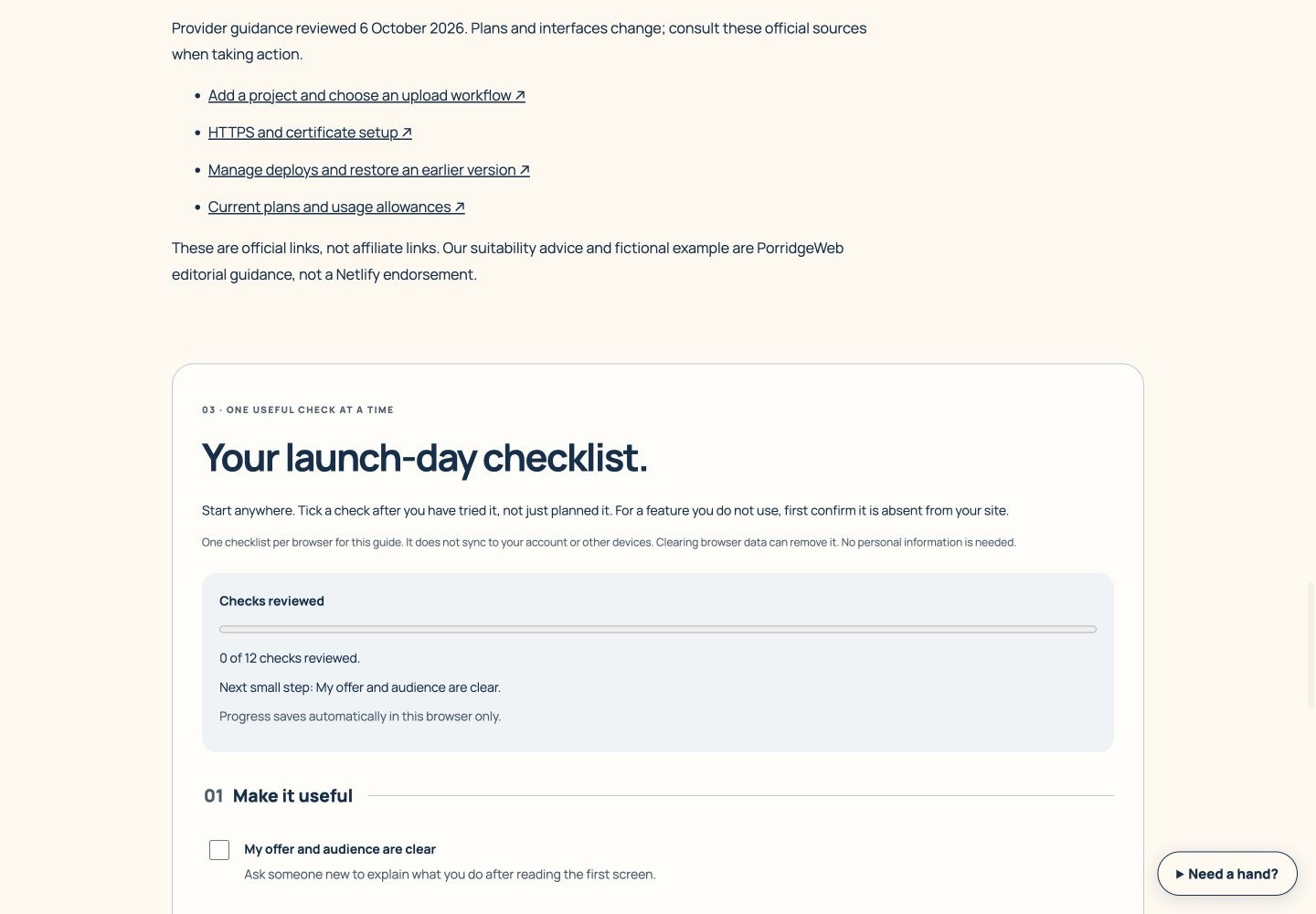 Tools and services guide screen walkthrough